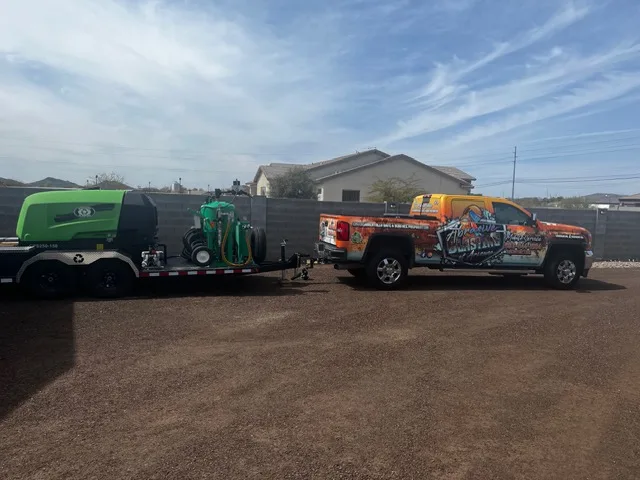 Abrasive Blasting of Arizona mobile blasting equipment - truck and trailer